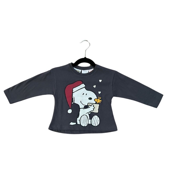 Zara Snoopy Christmas Long Sleeve Shirt; Size 9-12 Months - Picture 1 of 4
